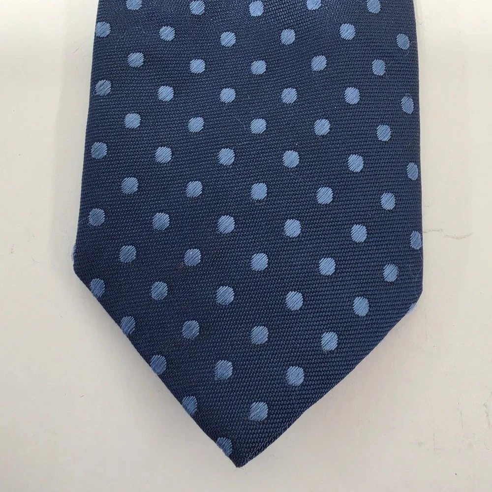 Boys Navy Blue Polka Dot Clip-On Necktie Formal Wedding Accessory